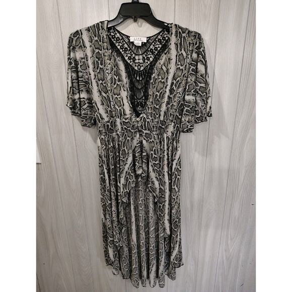 L.I.F.E. Love Is For Eternity Black Snake Print Kimono Bathing Suit Cover Up S - Picture 1 of 9